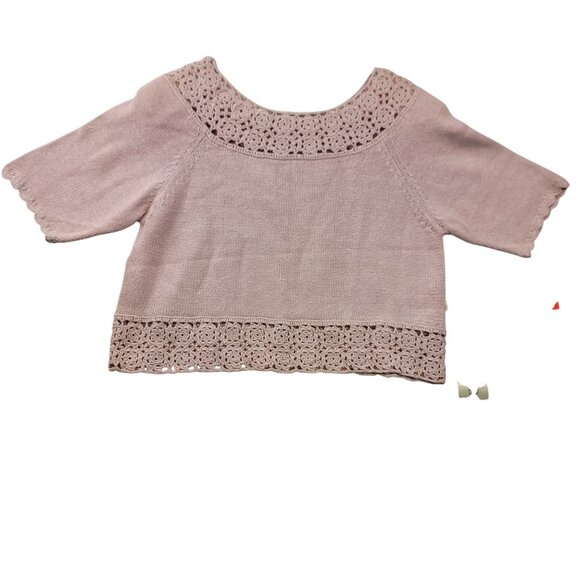 Margules Tops - Vintage Margules Crochet Crop Top M Pink Retro Boho Romantic Cottagecore Dainty